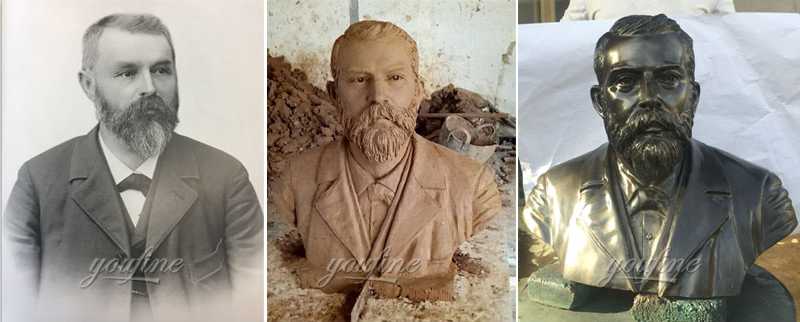 custom made antique bronze bust of the hotel king Josef Durrer design with high comment for sale