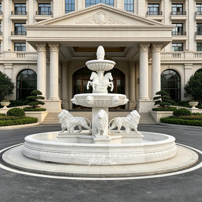 custom stone lion fountain