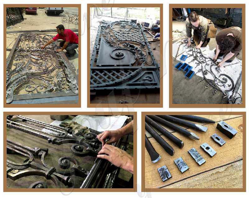 double driveway front entry wrought iron gate design for sale