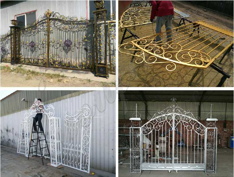 Modern Metal Art Double Driveway Front Entry Wrought Iron ...