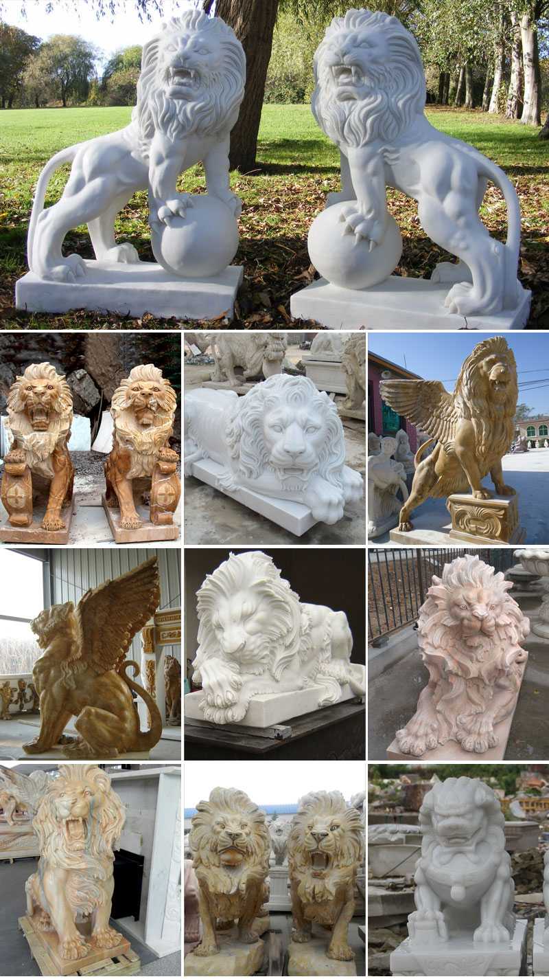 entrance marble lion statues for sale