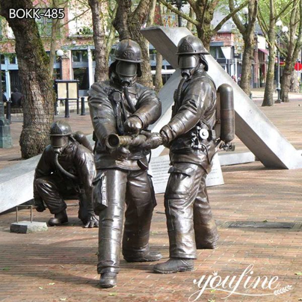Bronze Outdoor Fireman Firefighters Statue BOKK-485
