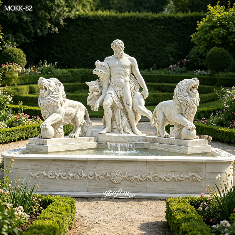Marble Hercules Fountain with Lion Statues MOKK-82
