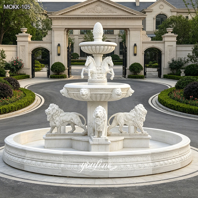 Stone Lion Fountain with Horse Busts MOKK-105
