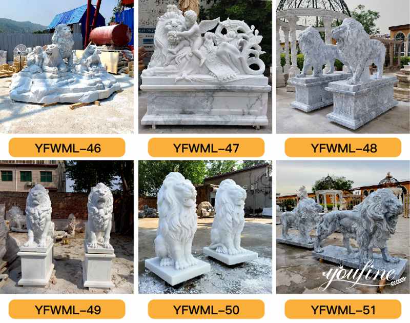 marble family lion statue for sale