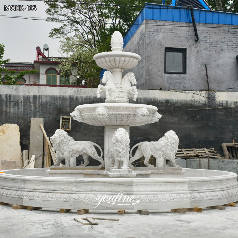 marble stone lion fountain
