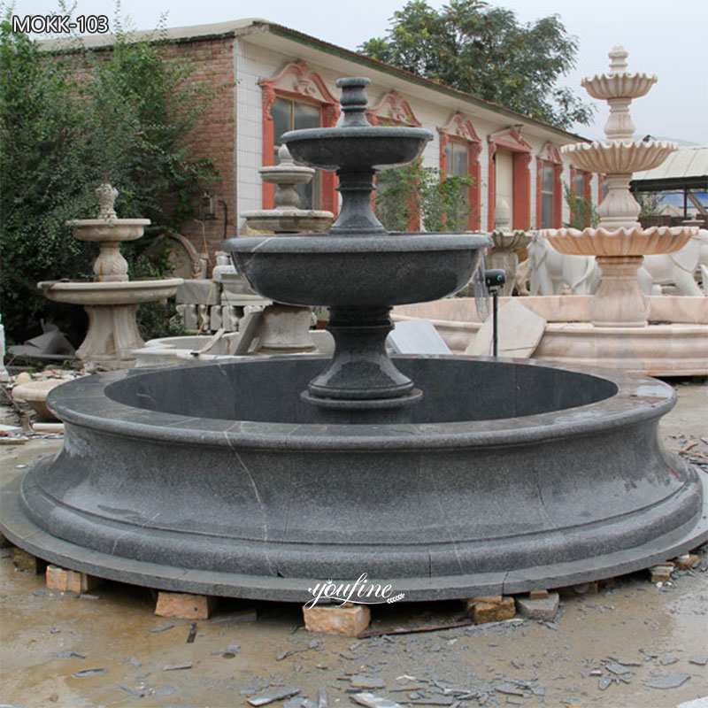 outdoor black marble fountain