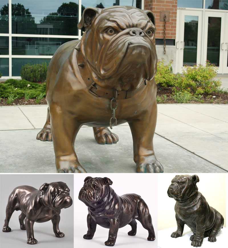 outdoor bronze bulldog statue lawn ornament