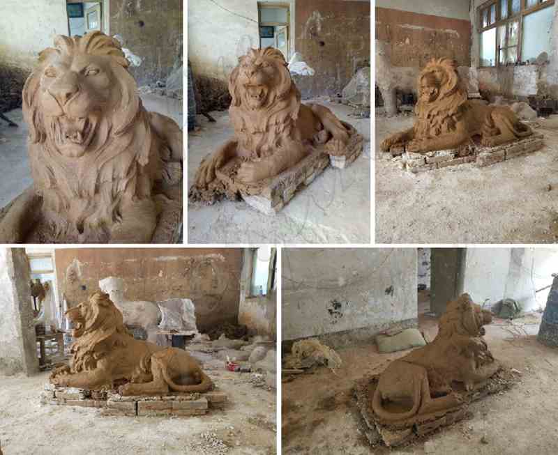 outdoor casting bronze lion statues