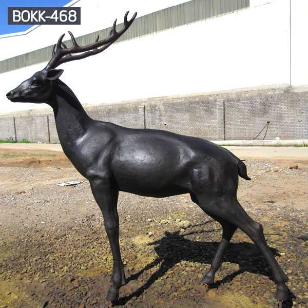 Animal statue life size deer statue black antique bronze deer statue for garden lawn decoration for sale--BOKK-468