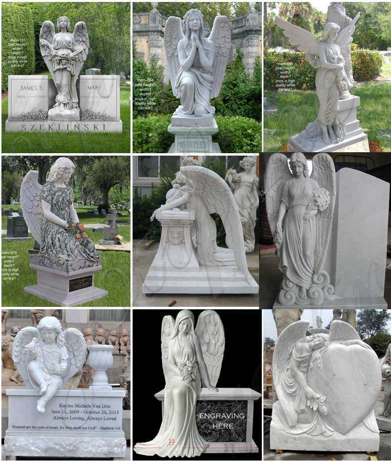 Uprightn Black Catholic Headstones of Granite and Virgin Mary Statues