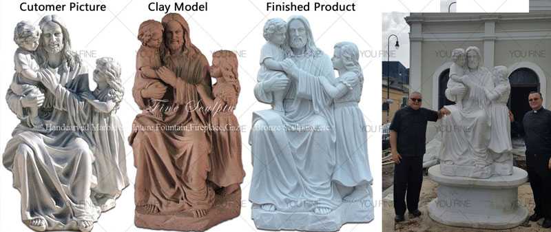 Catholic statue Famous marble Jesus holding children statue