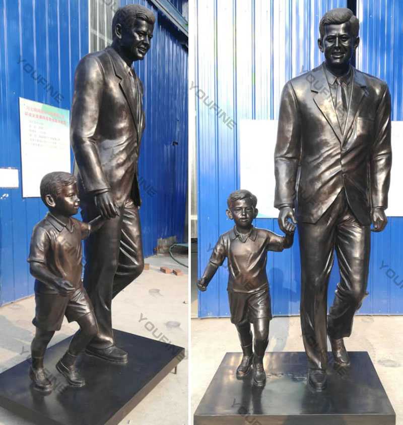 Custom made from photo bronze statue John Fitzgerald Kennedy with child design replica for sale