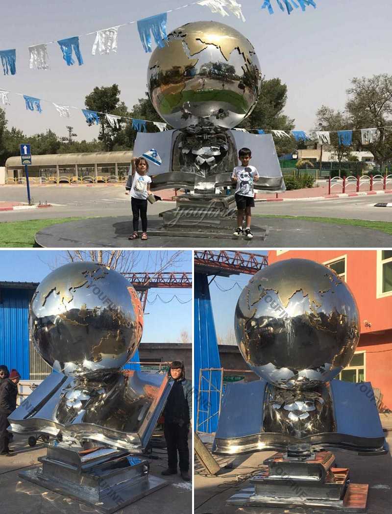 Custom made modern sphere design outdoor stainless steel global for sale