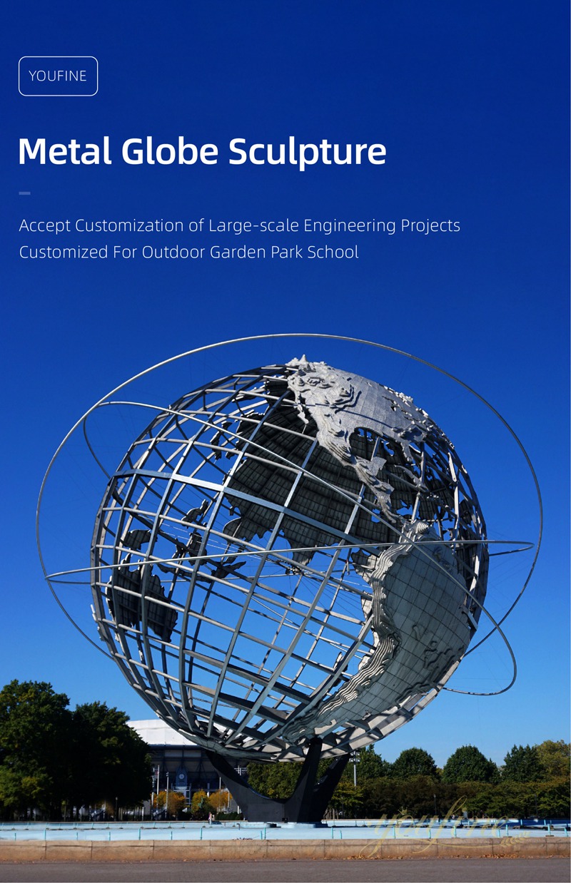 Giant World Stainless Steel Globe Sculpture Mirror Sphere Design
