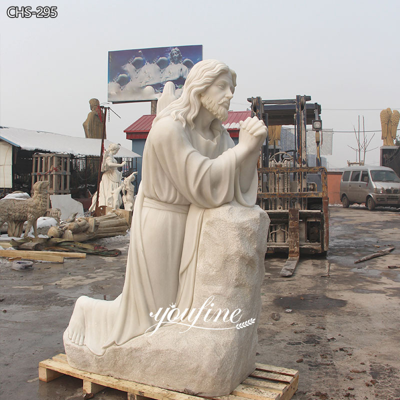Kneeling in Prayer marble Jesus Statue