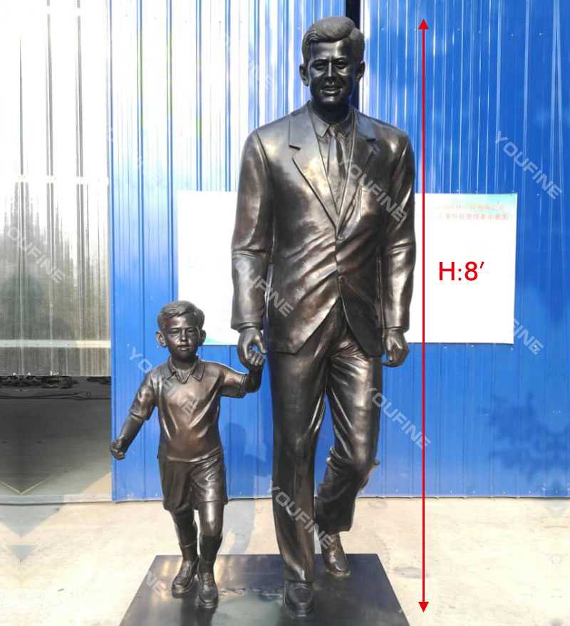 Life size Custom made from photo bronze statue John Fitzgerald Kennedy with child design replica for sale