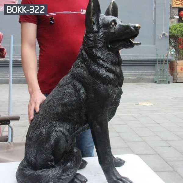 Life Size Antique Hound Dog Statue Bronze Garden Statue Black Dog Lawn Ornamental for Memory for Sale--BOKK-322