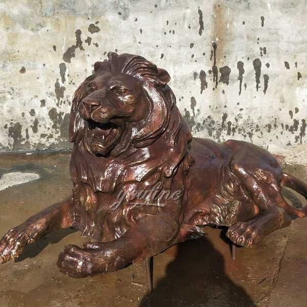 Life Size Custom Casting Bronze Lion Guardian Statue Outdoor Lion Sculpture for Front Porch for Sale BOKK-492