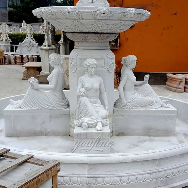 Life size front yard tired water white marble fountains for our american friend for sales--MOKK-85