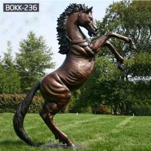 Outdoor hot cast antique rearing horse statue metal garden bronze lawn ornaments horse sculptures for sale--BOKK-236