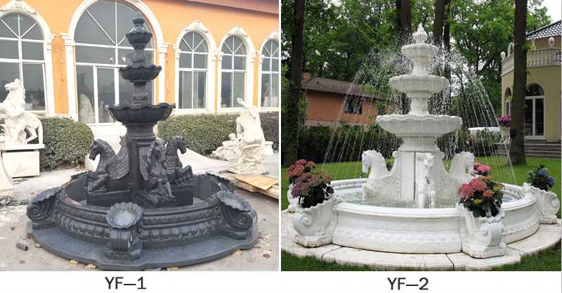 Popular outdoor garden marble tiered water fountain with horse designs for sale