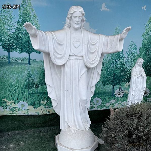 Sacred Heart Jesus Statues Made of White Marble for Sale CHS-291