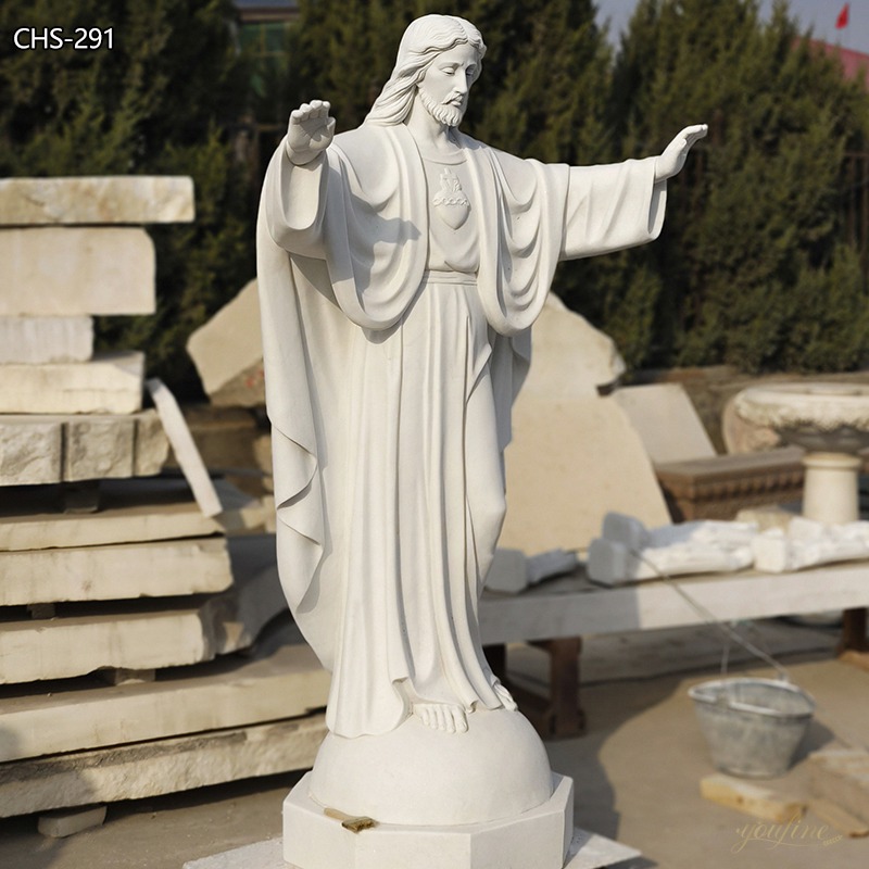 Sacred Heart Jesus Statues Made of White Marble for Sale CHS-291