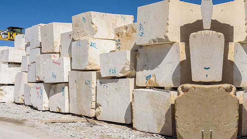 Selection of Raw material white marble