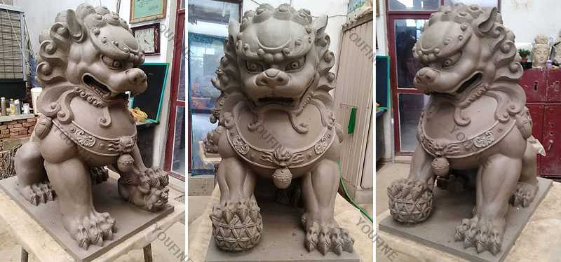 Chinese Foo Dog Front Building Outdoor Guardian Lion Statue for Sale