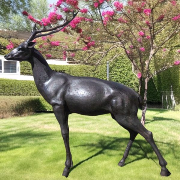 antique bronze deer statue