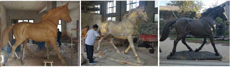 bronze black standing horse statue for sale