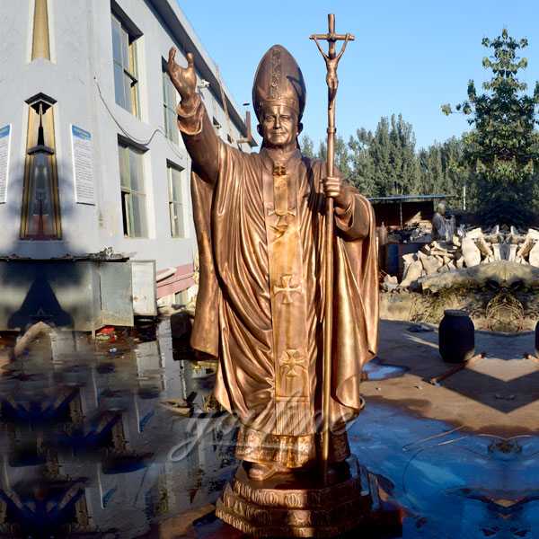 Life Size Catholic Statue Bronze Pope John Paul II Statue for sale for Church Decor BOKK-489