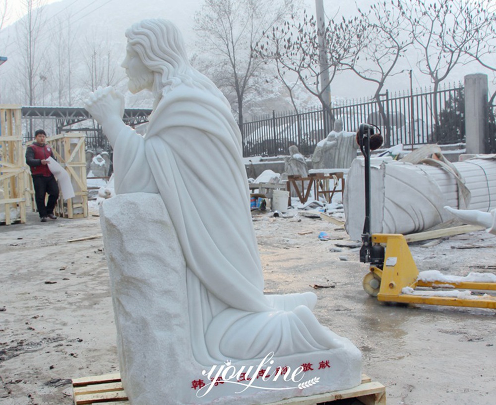church Kneeling in Prayer Jesus Statue