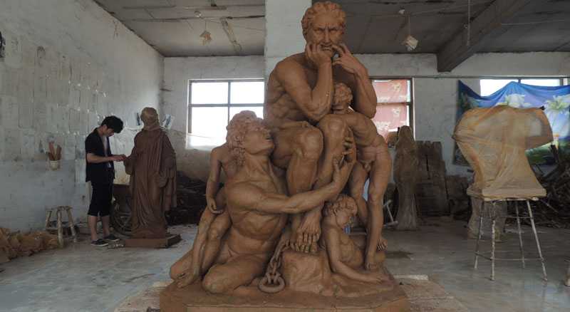 clay mold of marble statue