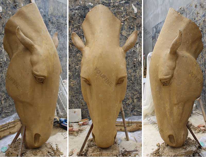 clay mould of bronze horse head statue for sale