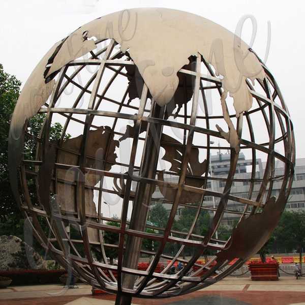 contemporary metal garden sculpture decorative world globe design stainless steel garden spheres for sale--CSS-51
