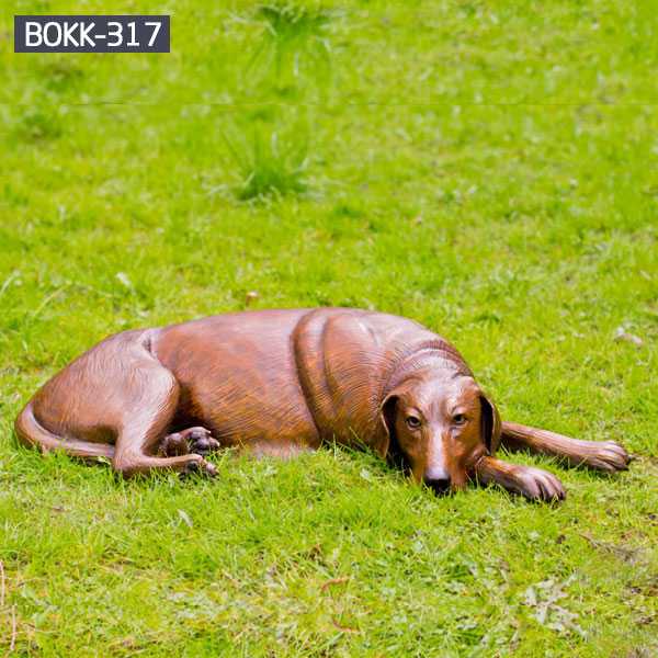 Custom Dog Statues Outdoor Life Size Antique Bronze Dog Sculpture Lawn Ornament for Sale for British Customer–BOKK-317