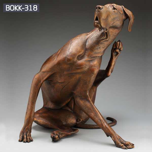 Custom Made Casting Bronze Dog Garden Statues Large Outdoor Dog Statues Yard Art for Sale BOKK-318