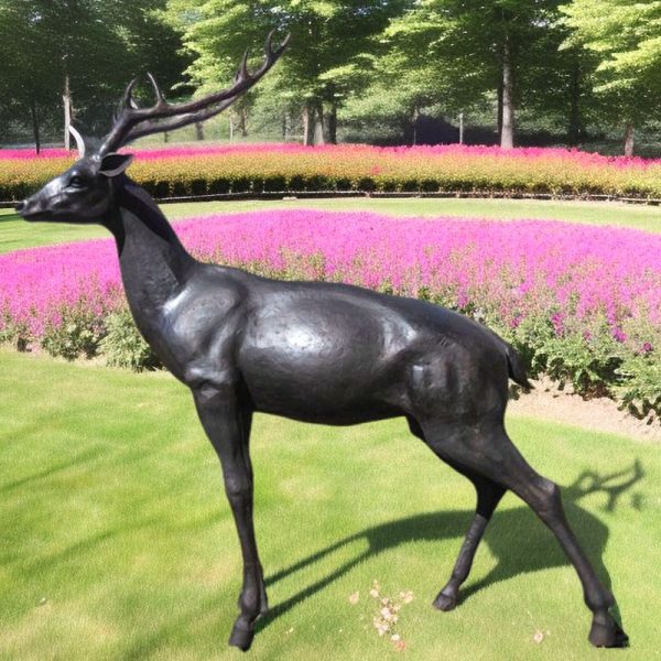 lifesize antique bronze deer statue