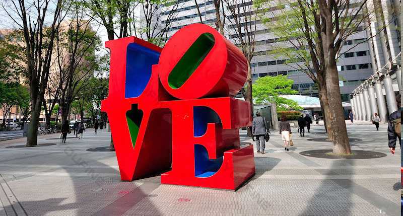 love park at new york love sculpture font
