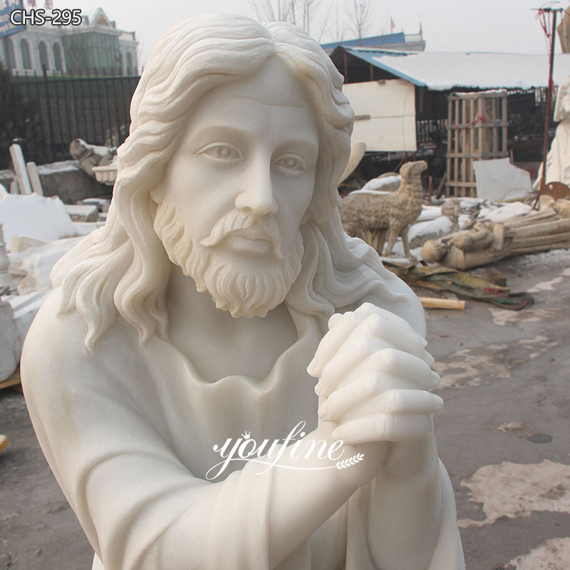 marble Kneeling in Prayer Jesus Statue