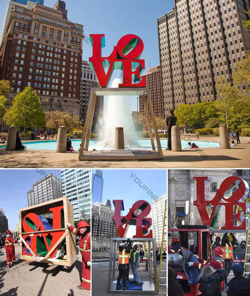 Philadelphia Love Statue Replica Stainless Steel Love Sculpture for Sale Outdoor Modern Metal