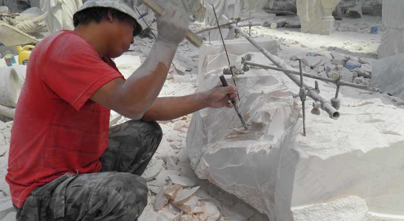 sculpting on the marble