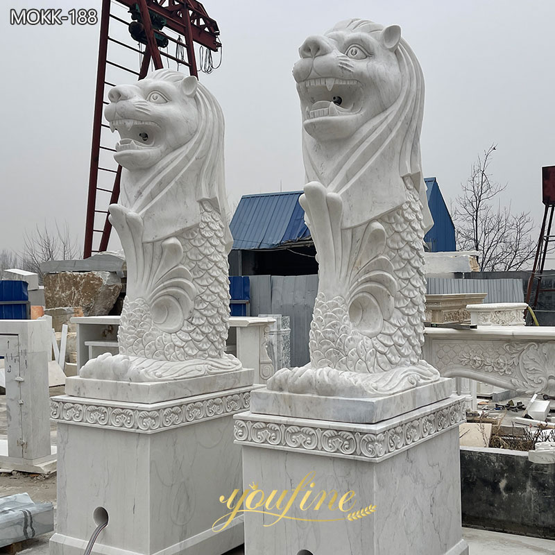 singapore lion fish marble statue