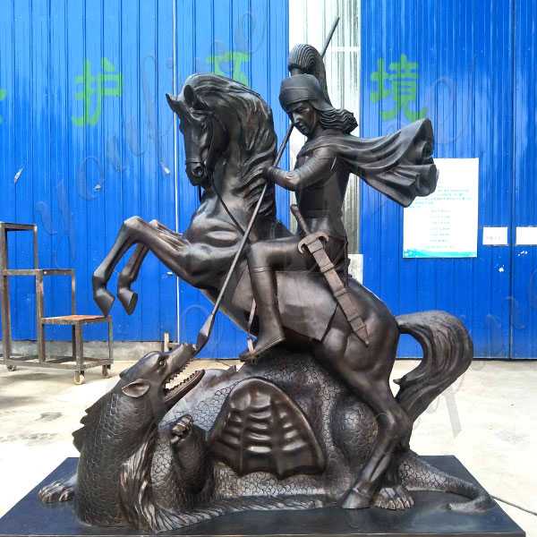 Antique Bronze Saint George and the Dragon Statue Design Life Size Famous Catholic Figure Statue Replica for Sale BOKK-556