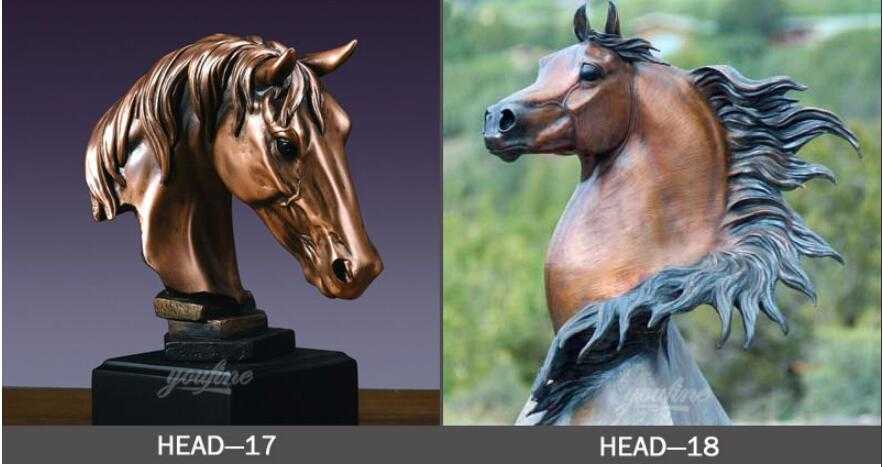 Antique bronze horse head statues for sale