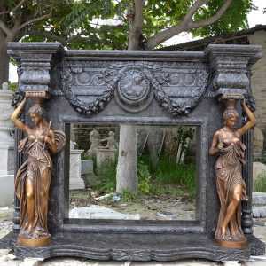 Black Antique Fireplace Mantels Custom Made Outdoor Fireplace Designs Plans for Sale from Factory Directly Supply--MOKK-133