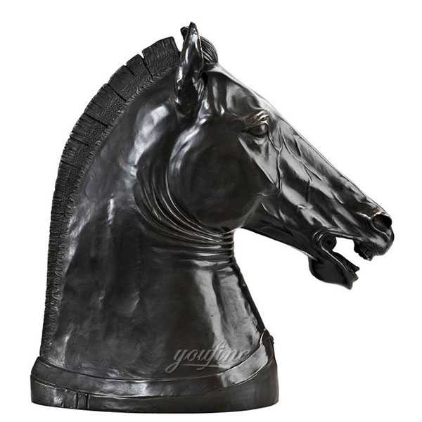 Bronze art black horse head sculpture garden ornament BOKK-584