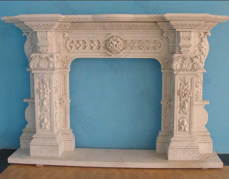 Custom Made Ornate Marble Fireplace Cast Stone Fireplace Surround Design for Sale